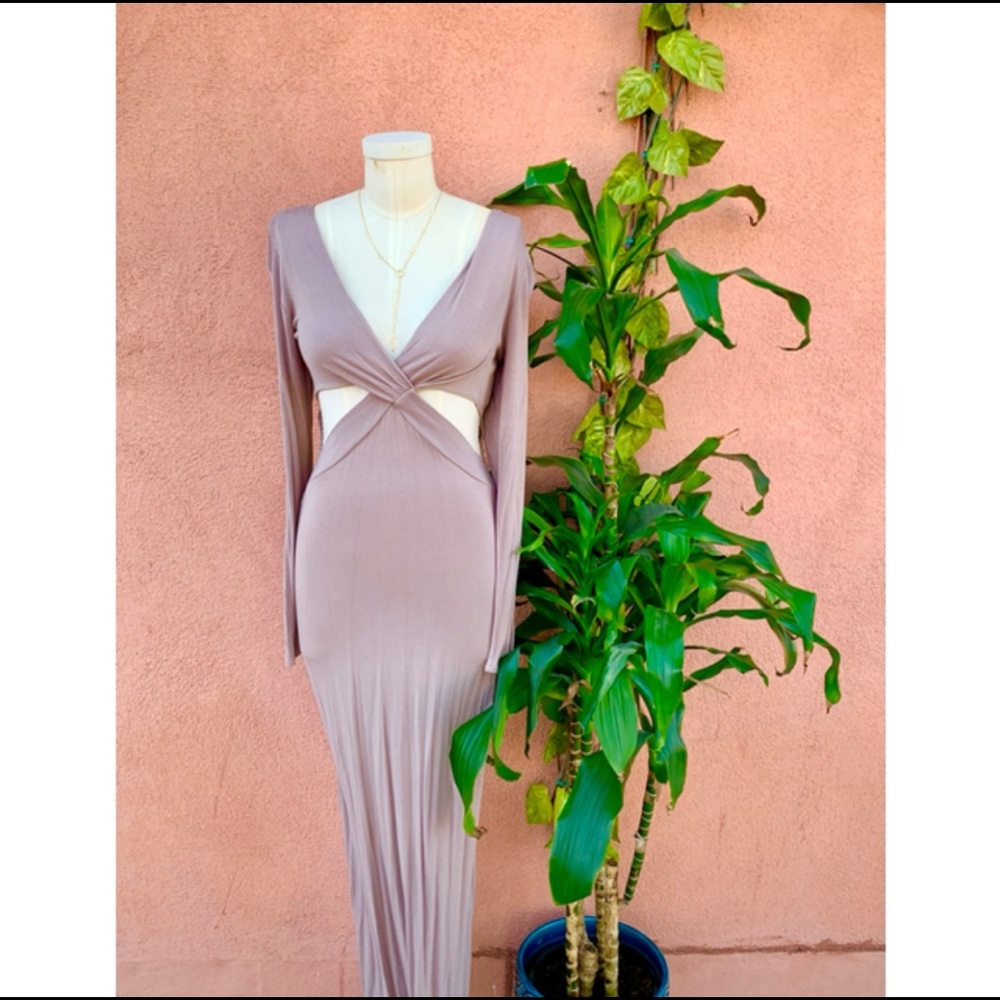Fitted Long Sleeve Maxi with Cut-outs